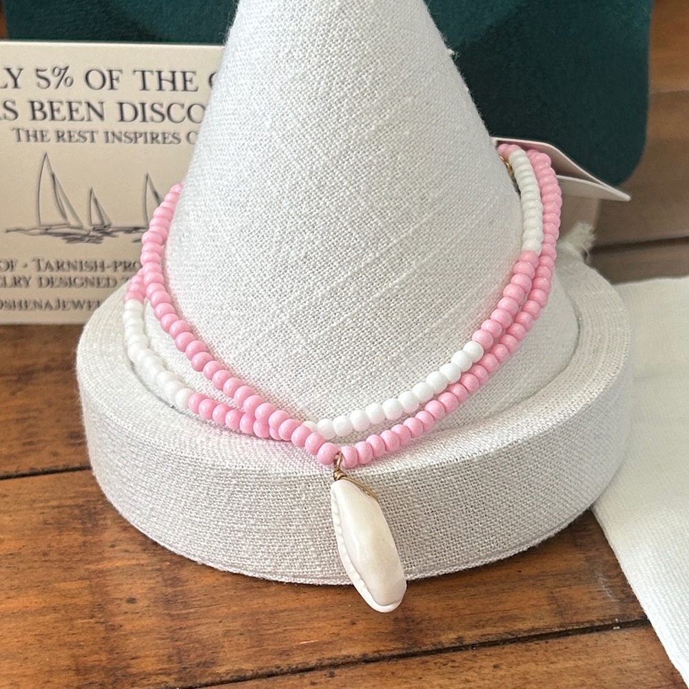 Oshena Designer Beachwear Pink‎ and White Beaded anklet bracelet New Release!